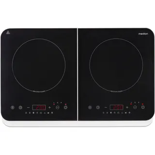 Medion Doppel-Induktionskochplatte 3500 Watt, Zwei Kochplatten, 10 Temperaturstufen, LED Display, MD18493, schwarz