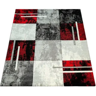 Paco Home Designer Teppich Modern Mit Konturenschnitt Karo Muster Grau Schwarz Rot 300x400 Cm