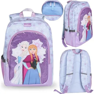 sarcia.eu DISNEY Die Eiskönigin Anna und Elsa Rucksack für Mädchen, Schulrucksack mit Reflektoren, Laptopfach, Blau