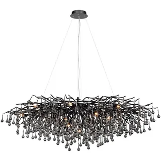 Paul Neuhaus Kronleuchter Icicle, schwarz, Glasbehang, Länge 150 cm, Lampen - Leuchten, Innenbeleuchtung, Hängeleuchten, Kronleuchter