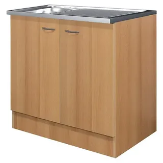 Flex-Well Komplettspüle  (100 x 50 cm, Buche-Nachbildung)