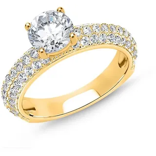JEWLIX Verlobungsring Vergoldeter 925er Silberring mit Zirkonia von JEWLIX goldfarben 50