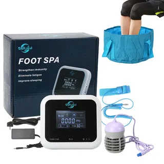 Ionen FußBad, Ionisches Fußbad Detox Ionic Foot Spa Bath Machine, Fuß-Pflege-Becken Set mit Touch-Display, Electrolysis Footspa Bath, Tragbare Fuß-Spa-Reinigungsmaschine (Mit Becken)
