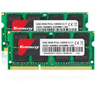 16GB Kit (2 x 8GB) DDR3/DDR3L 1600MHz Sodimm Ram PC3/PC3L-12800S 1,5 V/1,35 V CL11 204 Pin 2RX8 Dual Rank Nicht-ECC ungepufferter DDR3 Speicher RAM Ideal für Laptop-Notebook-Upgrade