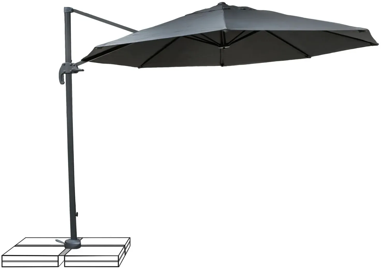 osoltus Ampelschirm Sonnenschirm Pendelschirm Rund 300 cm Anthrazit