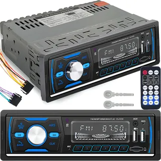 Retoo Autoradio mit Bluetooth Freisprecheinrichtung und Fernbedienung, 1 DIN MP3 Player mit 2 USB für Musikspielen und Aufladen, RGB Farben, FM Radio Tuner und Antenne mit MP3, AUX, MicroSD