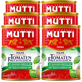 Mutti Polpa Feinstes Tomantefruchtfleisch gehackt mit Basilikum 400 g, 6er Pack