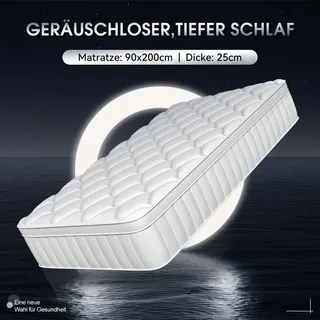 Aiibot Matratze 90x200 7-Zonen Kaltschaummatratze Höhe 25cm Matratzen Federkernmatratze 90x200 mit Komfortschaum Taschenfederkernmatratzen,Härteg...