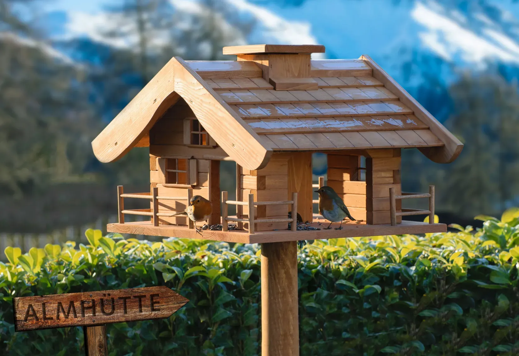 Dobar Großes Vogelfutterhaus "Almütte" mit Ständer, XXL-Vogelhaus