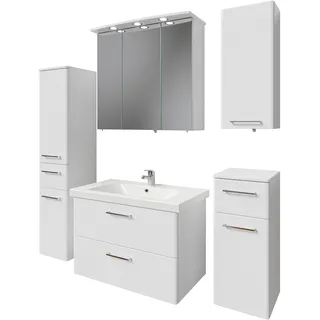 Saphir »Quickset 316 5-teilig, Keramikwaschtisch mit LED-Spiegelschrank«, (6 St.), Midischrank, Unterschrank, Hängeschrank, 7 Türen, inkl. Türdämpfer