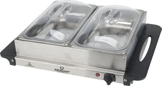 Buffetwärmer - Elektrisch - Mit 2 Edelstahltabletts