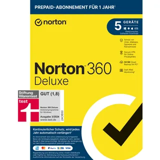 NortonLifeLock Norton 360 Deluxe 50 GB 5 Geräte 1 Jahre ESD ML Win Mac Android iOS