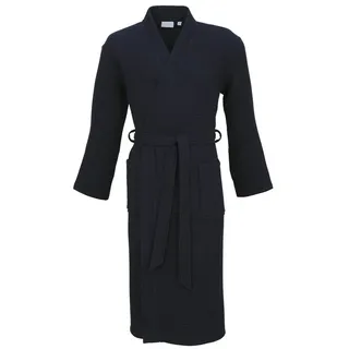 Carl Ross Unisex-Bademantel 25100, Langform, Baumwolle, Kimono-Kragen, Gürtel, Waffelpique blau XL