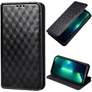 Ufgoszvp ZTE Blade A55 Glitzer Hülle Leder, Schutzhülle mit Ständer und Kartenfächern, Magnetverschluss Schwarz