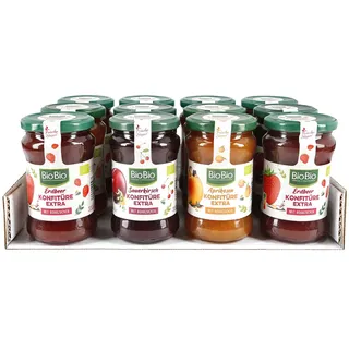 BioBio Konfitüre mit Rohrzucker 330 g, verschiedene Sorten, 12er Pack