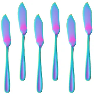 Do Buy klein Buttermesser set 18/10 Edelstahl regenbogen Dessertmesser 6-teiliges, 15,5 cm Länge Nutella Streich Messer für Butter Sahne, Spülmaschinengeeignet