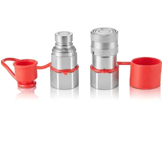 Vevor 1/2 Zoll flache Hydraulikkupplungen, 3/4 SAE-Hydraulik-Schnellkupplungen für Kompaktlader mit 2 Staubkappen (ISO16028)