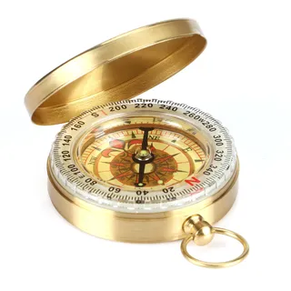 Kompass Outdoor, Wasserdicht Kompass, Kompass Wandern Portable mit Leuchtziffern für Camping Wandern Jagd und Aktivitäten im Freien(Golden)