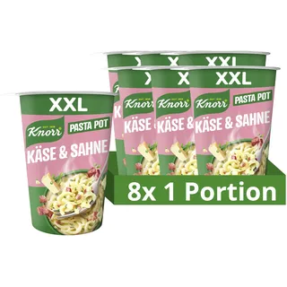 Knorr Big Pot Pasta Snack Käse & Sahne leckere Instant Nudeln fertig in nur 5 Minuten 8 x 92 g