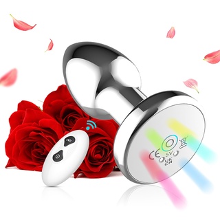 TDLPlus Metall Analvibratoren Leuchtender Analplug Analvibrator mit 10 Vibrationsmodi, Buttplug Prostata Massager Stimulator Vibrator mit Fernbedienung Sexspielzeug für Männer Frauen Paare(Runder)
