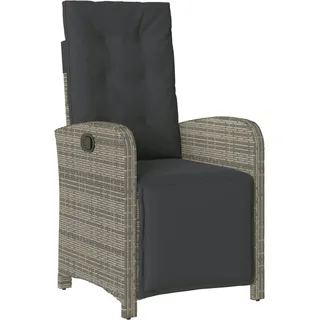 vidaXL Gartensessel mit Fußteil Verstellbar Grau Poly Rattan