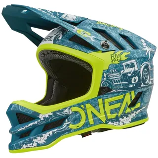 O'Neal | Mountainbike-Helm | MTB Downhill | Dri-Lex® Innenfutter, Ventilationsöffnungen für Luftstrom, ABS Außenschale | Blade POLYACRYLITE Helmet HR V.23 | Erwachsene | Teal Neon-Gelb | Größe XL