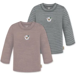 normani Outdoor Sports 2er Pack Baby Merino Longsleeve Taupo in Rosa/Grau | Gr.: 74/80