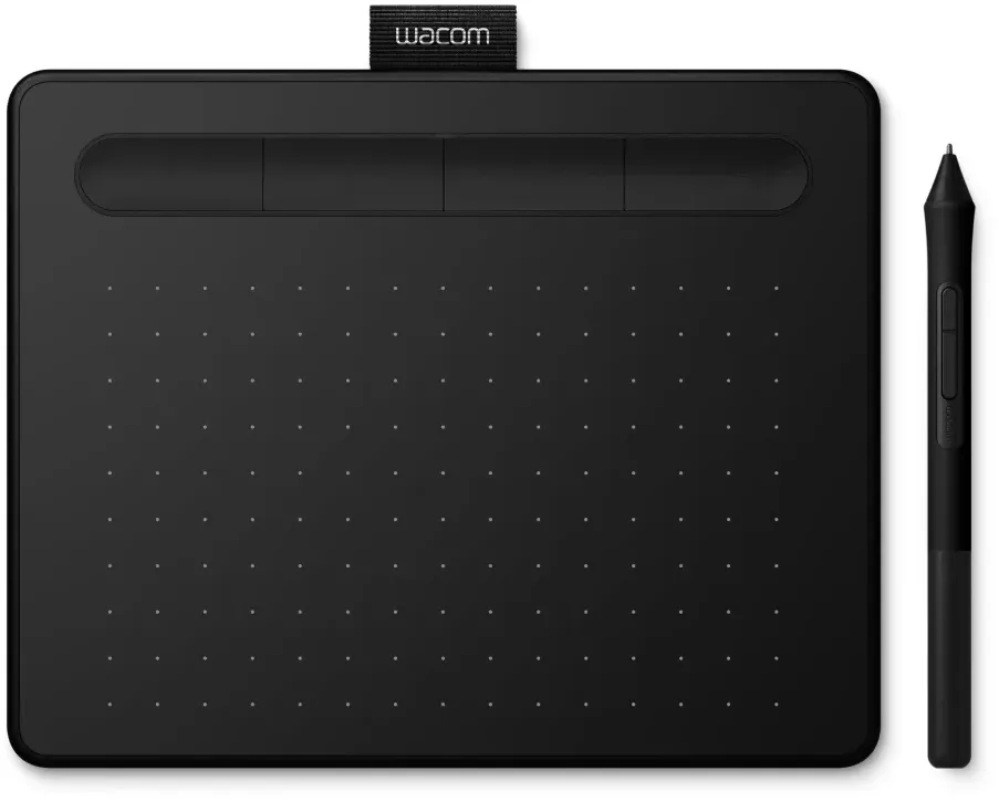 Wacom Intuos S Black, Grafiktablet zur Illustration und Fotobearbeitung, Incl. Drucksensitiver, batterieloser Wacom Pen 4K
