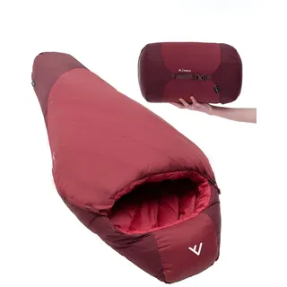 Qeedo Fluffy 0 Daunen Schlafsack 4 Jahreszeiten (Komfort 0°C) - L 195 cm) rot L