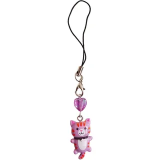 Kobeleen Niedlicher Katzen-Anhänger, Handykette, Riemen, Herz-Charme, Schlüsselanhänger, Telefon-Lanyard, Harz, Schlüsselanhänger, Tasche, Rucksack, Ornament, Party-Schmuck