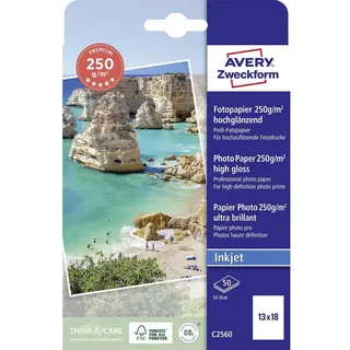 Avery Zweckform Avery-Zweckform Premium C2560 Fotopapier 13 x 18 cm 250 g/m2, 50 Blatt