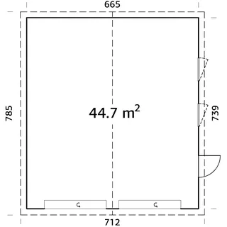 Palmako Fertiggarage Doppelgarage Andre 665 x 739 cm mit Sektionaltor naturbelassen