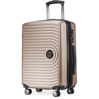HAUPTSTADTKOFFER Mitte - Handgepäck 55x40x23, TSA, 4 Rollen, Reisekoffer, Hartschalenkoffer, Rollkoffer, Handgepäckkoffer, Bordgepäck Koffer, Champagner