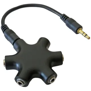 keepdrum keepdrum ADA067 5-fach Verteiler Splitter mehrfach Y-Adapter Audio-Adapter 3,5-mm-Klinke zu 3,5-mm-Klinke, 5-fach Audio Verteiler schwarz