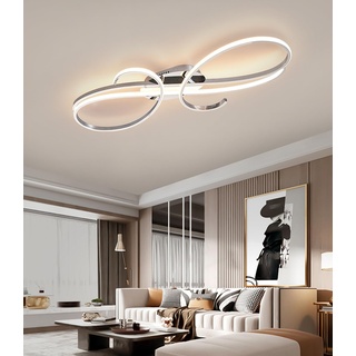 Hsyyz LED Deckenleuchte Dimmbar Esstisch Deckenleuchte Wohnzimmer Metall Deckenleuchte mit Fernbedienung Designleuchte Schlafzimmer Küche Büro-Deckenleuchte (Gold, L60cm/45W)