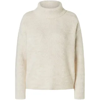More & More Rollkragenpullover mit Rippenstruktur in powder creme melange | Gr.: 36