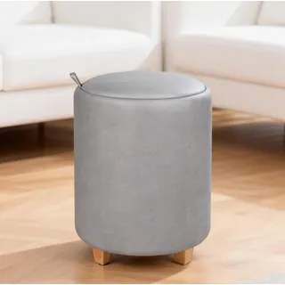 Zedelmaier Sitzhocker mit Stauraum, Fußhocker mit Aufbewahrungsbox, Schminkhocker mit Stauraum, Couchtisch, Hocker mit Holzbeinen, für Wohnzimmer Schlafzimmer Eingangsbereich, φ37 x 45 cm Hellgrau