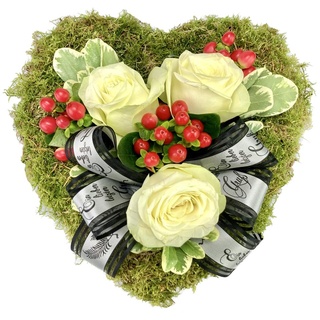 Rosenbote Grabschmuck Trauerherz - Blumen für EIN Grab # Beerdigung # Blumenschmuck # Beileid # Kondolenz