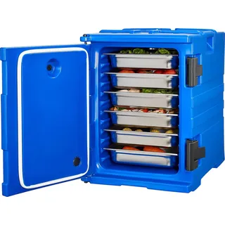 Vevor Isolierter Speisenbehälterträger Warmhaltebox für Gastronomie 90 L, Speisenbehälter mit Doppelschnallen & Griffen, Speisenbehälterträger Lebensmitteltransportbox für Restaurant Kantine blau