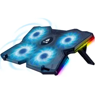 KLIM Wind Laptop Kühler - Mehr als 500 000 verkaufte Einheiten - NEU - Cooling Pad - USB Powered - Stabil und leise - 4 Lüfter - Laptop Cooler Für PC, Mac, PS4-15-17 Zoll - RGB