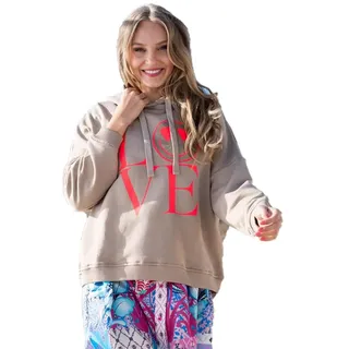 Miss Goodlife MG8609 Damen Hoodie Love!, Sand/neon pink, M - M