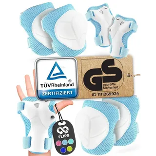 99flips Knieschoner Kinder 3 Jahre Schoner Eislaufschuhe Kinder Schlittschuhschoner FLASH - S/M Hellblau - Stunt Scooter - Knieschützer Kinder Protektoren skateboard kinder ab 4 jahre