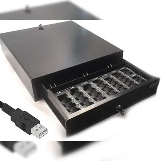 iQPOS USB Kassenlade iQCash350MBU mit Münzzählbrett Kassenschublade Geldlade Geldschublade