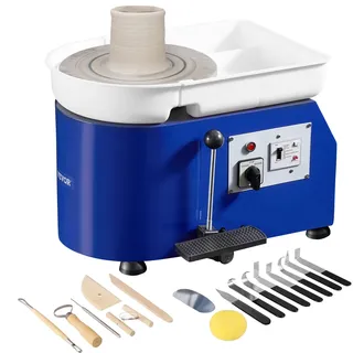 Vevor Töpferscheibe Keramik Rad Maschine 350 W, Elektrische Töpferscheibe Maschine 25 cm 300 U/min Töpferscheibenmaschine, mit Pedal & Schürze Formmaschine, Geeignet für Anfänger, Enthusiasten