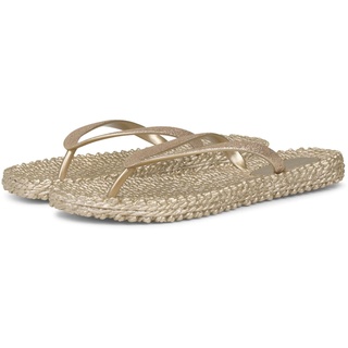 Ilse Jacobsen HORNBÆK | Cheerful01 | Damen Flip Flops mit Glitter | Dänische Design | Sommer Strand Zehentrenner | PLATIN | 38 EU - 38 EU