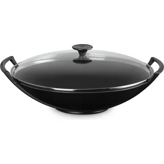 Le Creuset Wok mit Glasdeckel Schwarz