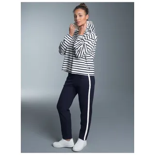 Freizeitanzug TRIGEMA "TRIGEMA Jogginganzug in zweifarbigem Design", Damen, Gr. S, beige (natur), 70% Baumwolle, 30% Polyester, Basic, Sportanzüge