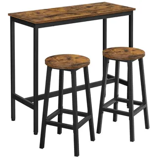 VASAGLE Bartisch-Set mit 2 Barhockern vintagebraun-schwarz