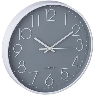 Relaxdays Wanduhr modern, batteriebetrieben, Küchenuhr analog, mit Sekundenzeiger, Badezimmeruhr, Ø Grau