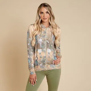 SCHIFFHAUER MUNICH® Cardigan, Kapuze Strasssteinbesatz Reißverschluss leger weit